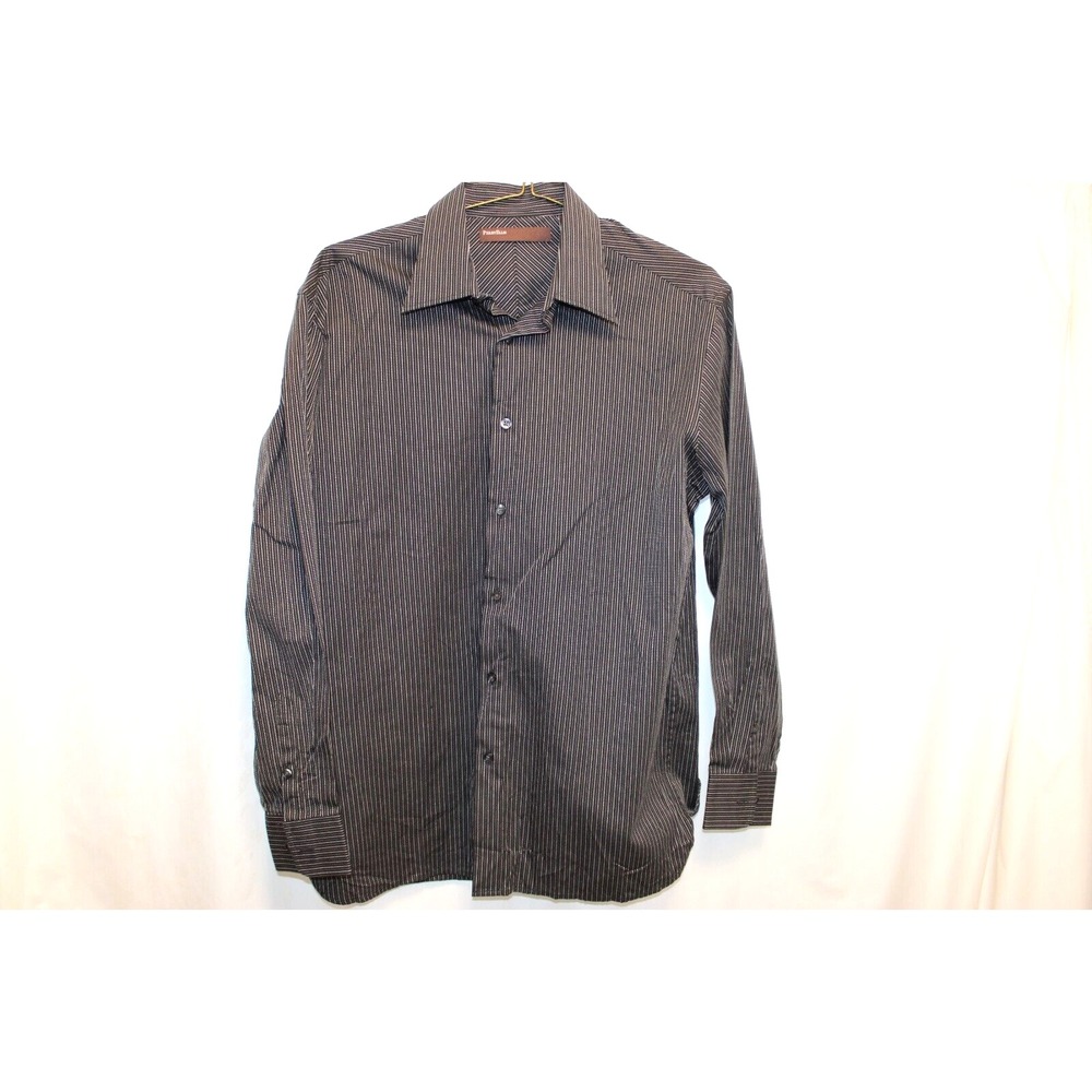 Perry Ellis Men's Medium Black Pinstripe Button Down Long Sleeve Collared Shirt